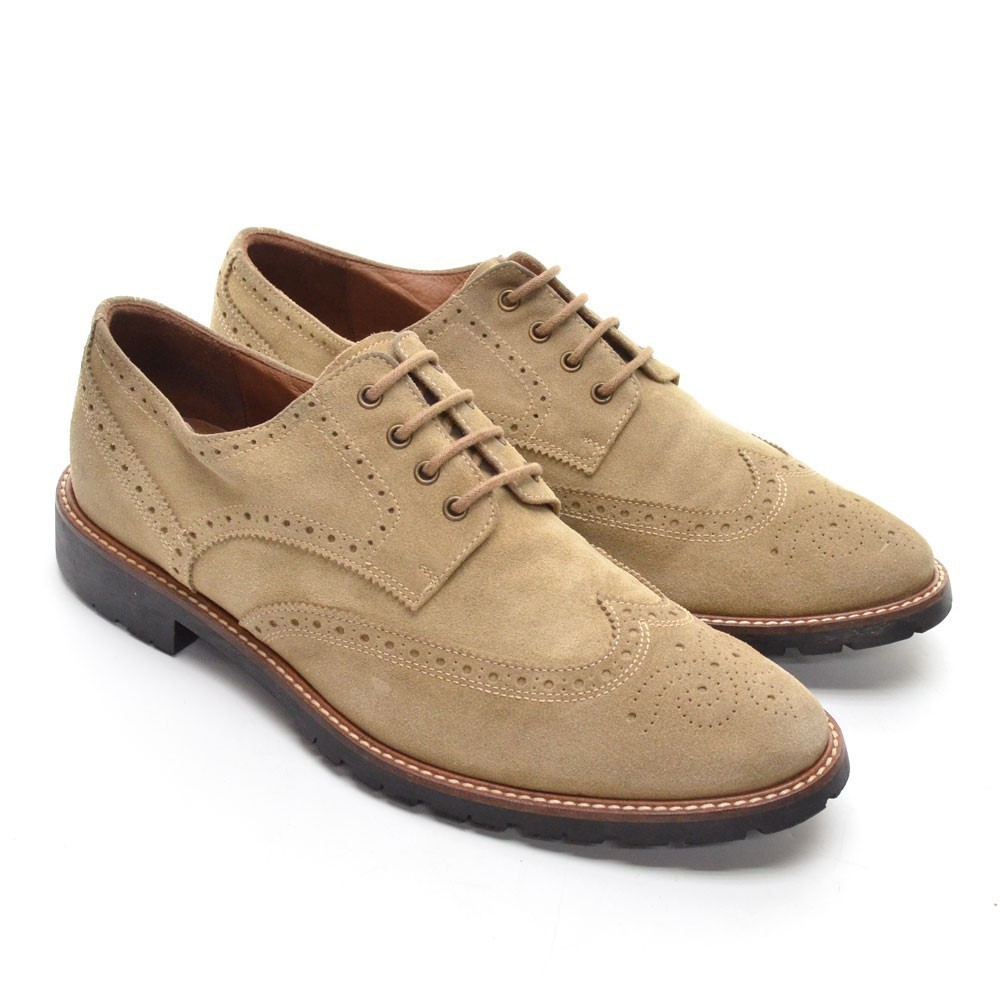 Men Saks Fifth Avenue SFA Tan Suede Wingtip Oxford 13 M